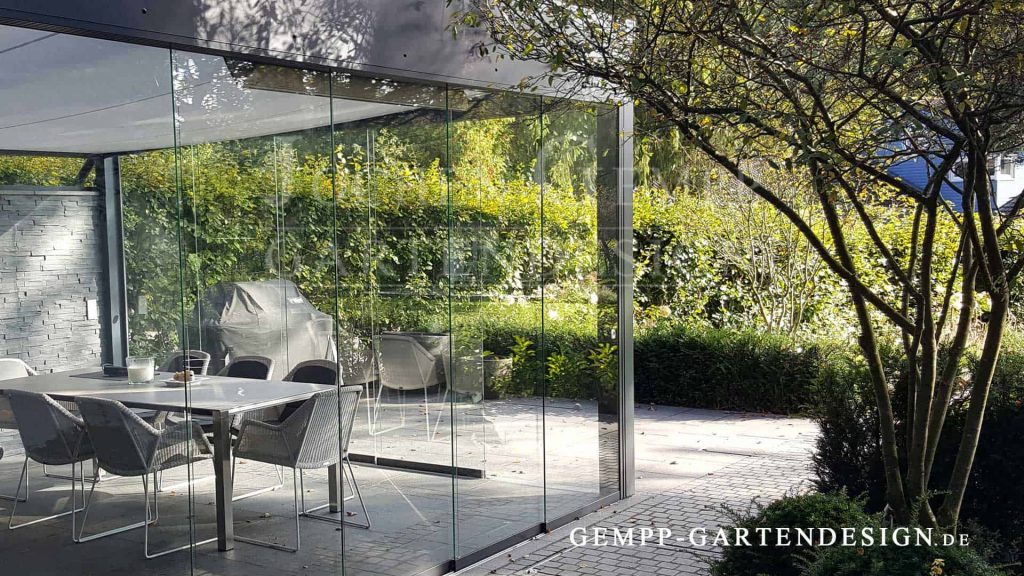 Moderne Terrassenüberdachung Stahl Alu Glas