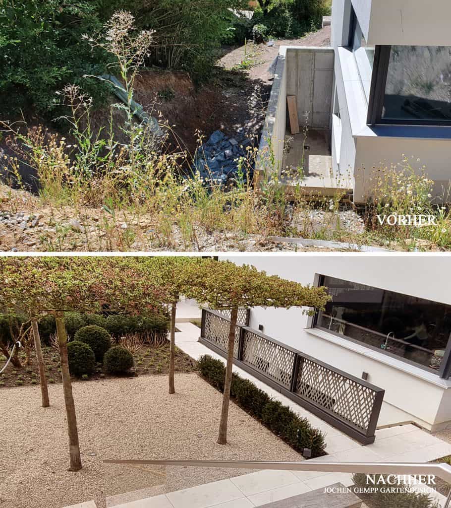 design garten im vorher nachher vergleich