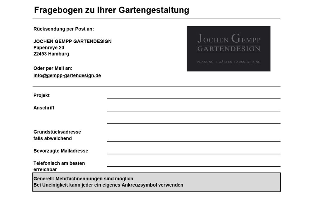 Gartenplanung Landschaftsarchitekt Grundlagenermittlung