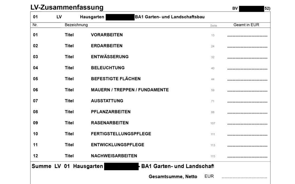 Gartenplanung Ausschreibung und Vergabe